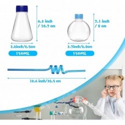 16 Pieces Science Party Theme Cups Set with Silly Loop Straws Plastic Reusable Conical Flask Round Bottom Flask Shape Bottles...