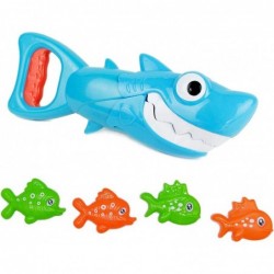 Shark Grabber Baby Bath Toys - 2022 Upgraded Blue Shark with Teeth Biting Action Include 4 Toy Fish Bath Toys for Kids Boys G...