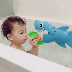 Shark Grabber Baby Bath Toys - 2022 Upgraded Blue Shark with Teeth Biting Action Include 4 Toy Fish Bath Toys for Kids Boys G...