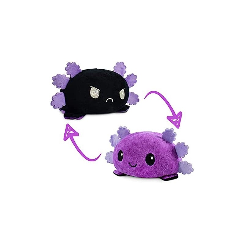 | The Original Reversible Axolotl Plushie | Patented Design | Sensory Fidget Toy for Stress Relief | Purple + Black | Happy +...