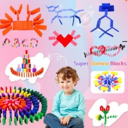 360 Piece Wooden Dominos Blocks Set Dominoes Set for Kids Domino Racing Toy Game Colorful Dominos Tiles Domino Blocks Bulk Do...