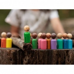 My Felt Story 12 Feeling Peg Dolls Multi Skin Tone Rainbow Wood Montessori Reggio Preschool Emotion People Figures (Multi Ski...