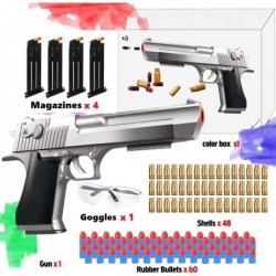 Toy Gun Soft Bullet with 60 PCS EVA Foam Soft Bullets 4 Magazines and Goggles Cool Toys Pistol Shell Ejecting Shooting Games ...