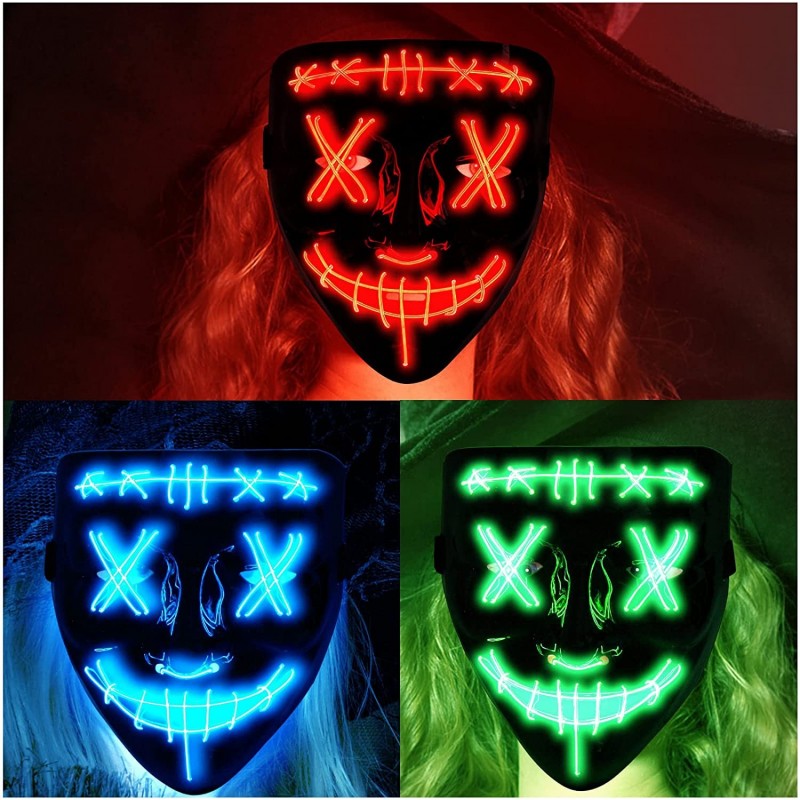 Halloween Scary Mask LED Mask LED Purge Mask [3PACK] LED Light Up Mask EL Wire Light Up for Festival Cosplay Halloween Costum...