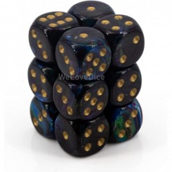 Dice d6 Sets: Lustrous Shadow with Gold - 16mm Six Sided Die (12) Block of Dice $21.13 Game Accessories