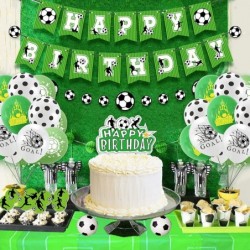 Soccer Birthday Party Decorations for Boys Girls Soccer Party Supplies with Futbol Banner Soccer Ball Stickers Cake Toppers B...