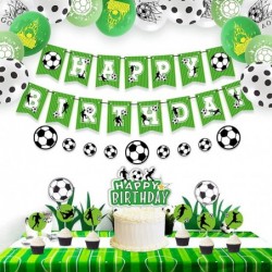 Soccer Birthday Party Decorations for Boys Girls Soccer Party Supplies with Futbol Banner Soccer Ball Stickers Cake Toppers B...