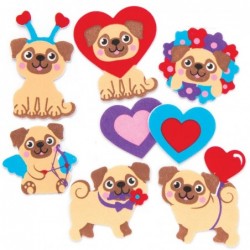 AR973 Love Pugs Foam Stickers - Pack of 120 Self Adhesives Perfect for Children to Decorate Collages and Crafts Ideal for Sch...