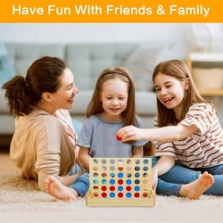 Wooden 4 in a Row Connect Game Foldable Board Line Up 4 Connect Game Family Picnic Camping Party Travel Classic Board Game To...