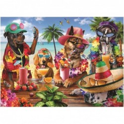 Puzzle - Dogs Drinking Smoothies on a Tropical Beach -1000 Piece Jigsaw Puzzle 1102 Multicolor $32.54 Jigsaw Puzzles