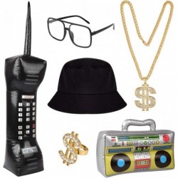 Hip Hop Costume Kit Bucket Hat Sunglasses Inflatable Boom Box Mobile Phone Dollar Sign Gold Chain 80s/90s Party Supplies Deco...