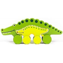 Big & Little Alligator Push Toy Creations – Adorable Nesting Animals Set is 2 Toys in 1 – Classic Rolling Wooden Toy – Develo...