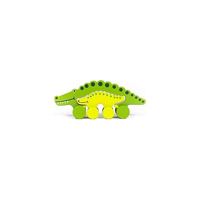 Big & Little Alligator Push Toy Creations – Adorable Nesting Animals Set is 2 Toys in 1 – Classic Rolling Wooden Toy – Develo...