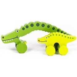 Big & Little Alligator Push Toy Creations – Adorable Nesting Animals Set is 2 Toys in 1 – Classic Rolling Wooden Toy – Develo...