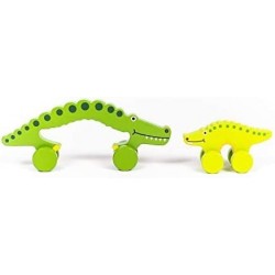 Big & Little Alligator Push Toy Creations – Adorable Nesting Animals Set is 2 Toys in 1 – Classic Rolling Wooden Toy – Develo...