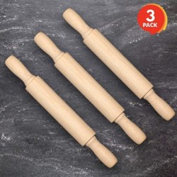 7 Inch Mini Rolling Pins for Kids - Set of 3 - Small Wooden Rollers for Baking Cooking Play Doh Clay Cookie Dough - Arts and ...