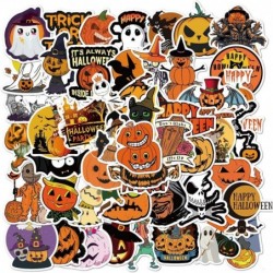 Halloween Stickers 50 Pcs Witch Pumpkin Skeleton Stickers Waterproof Stickers Halloween Decorations Party Supplies $14.03 Kid...