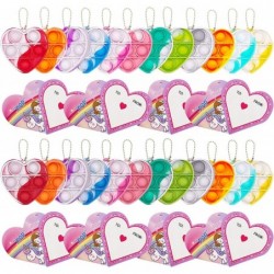 24 Pcs Mini Pop On It Sensory Fidget Toys Keychains with Valentine Heart Boxes Push Pop Bubble Its Set for Girls Kids Valenti...