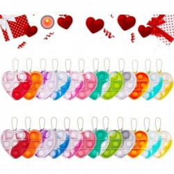 24 Pcs Mini Pop On It Sensory Fidget Toys Keychains with Valentine Heart Boxes Push Pop Bubble Its Set for Girls Kids Valenti...