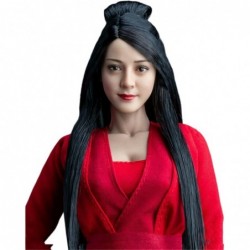 1/6 Scale Female Head Sculpt Beauty Asian Girl Planted Hair Head Carved Model for 12inch Action Figure Doll (Long Black Hair)...