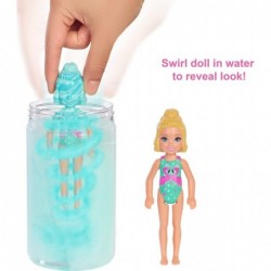 Chelsea Color Reveal Doll with 6 Surprises: 4 Bags with Cover-Up Shoes Towel & Accessory Water Reveals Marble Blue Doll’s Loo...