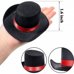 8 Pieces Mini Top Hats for Crafts Black Felt Top Hats with Red Ribbon Christmas Party Decoration for Snowman Doll Craft Proje...