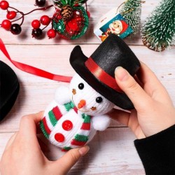 8 Pieces Mini Top Hats for Crafts Black Felt Top Hats with Red Ribbon Christmas Party Decoration for Snowman Doll Craft Proje...