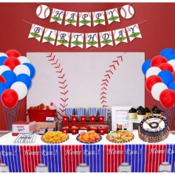 Baseball Party Decorations Disposable 7'' and 9'' Plates Napkins Tablecloth Set 122 Pcs Baseball Party Decor for Baseball Fan...