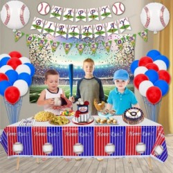 Baseball Party Decorations Disposable 7'' and 9'' Plates Napkins Tablecloth Set 122 Pcs Baseball Party Decor for Baseball Fan...