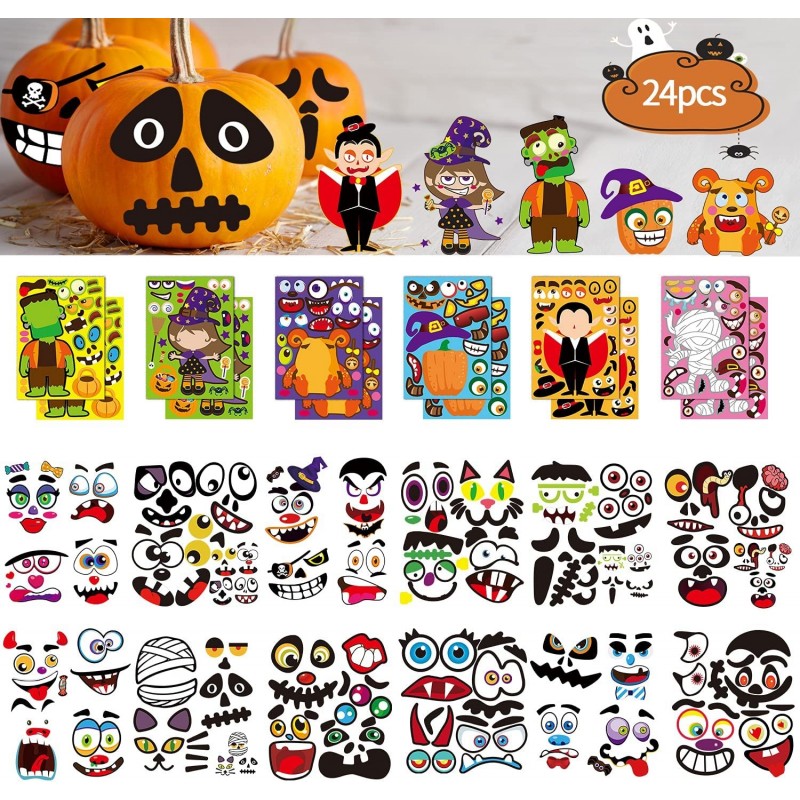 Halloween Pumpkin Decorating Stickers Craft Stickers Mini Make 46 Small Pumpkin Face and Kids Halloween Activities Stickers M...