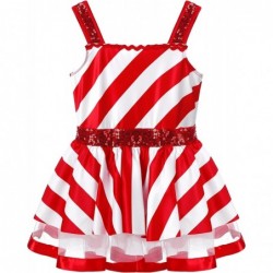 Kids Girls Sequins Dance Tutu Dress Leotard Christmas Party Mrs Santa Claus Candy Cane Costume $23.20 Kids' Costumes