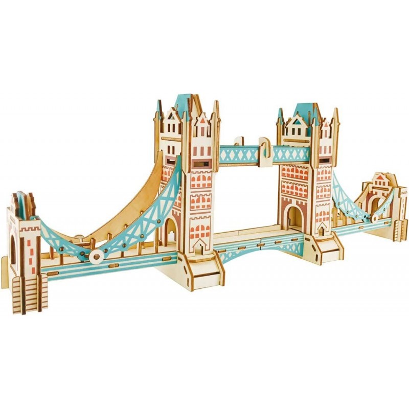 Queenie® Creative 105 Pieces London Tower Bridge 3D Assembly Puzzles World Famous British Architecture Model DIY Educational ...