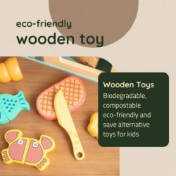 Wooden Microwave Toy Kitchen Set for Toddlers Play Kitchen Accessories Upgraded Toy Kids Microwave Tender Leaf Toys 15Pcs Kit...