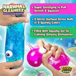 Gleameez Narwhal Stress Ball Fidget Toy | Glittery Sparkling Squeeze Toy For Anxiety Relief Stress Anger Management Occupatio...