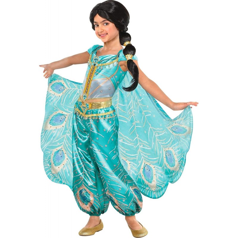 Princess Jasmine Whole New World Costume for Kids Disney Aladdin Size Medium Peacock Jumpsuit with Cape $48.81 Kids' Costumes