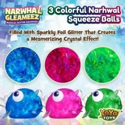 Gleameez Narwhal Stress Ball Fidget Toy | Glittery Sparkling Squeeze Toy For Anxiety Relief Stress Anger Management Occupatio...