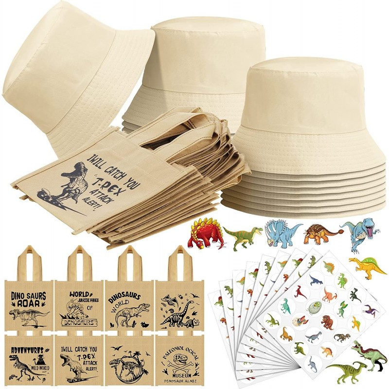 44 Pack Safari Dinosaur Birthday Party Supplies Favors Including 16 Safari Party Hat 16 Dinosaur Gift Bag 12 Sheets Dino Stic...