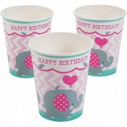 1st Pink Elephant 9oz Cups for Birthday - Party Supplies - Print Tableware - Print Cups - Birthday - 8 Pieces $16.59 Kids' Pa...