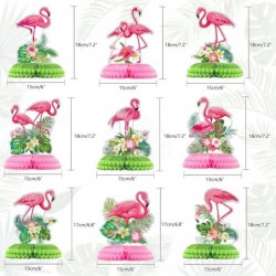 9 Pcs Hawaii Luau Honeycomb Centerpieces Flamingo Party Decorations Table Centerpieces Tropical Aloha Party Table Toppers for...