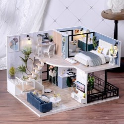 DIY Dollhouse Miniature with Furniture DIY Wooden Dollhouse Kit Plus Dust Proof and Music Movement Creative Room for Valentin...