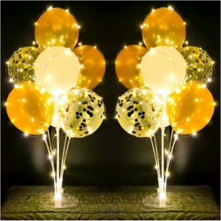 2 Set Table Balloon Stand Kit Gold with String Light Table Centerpiece Balloon for Birthday Baby Shower Party Thanksgiving De...