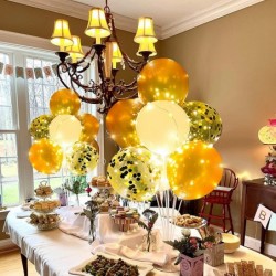 2 Set Table Balloon Stand Kit Gold with String Light Table Centerpiece Balloon for Birthday Baby Shower Party Thanksgiving De...