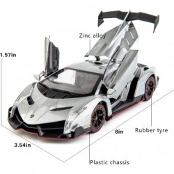 Diecast Car for Lamborghini Veneno Model Car 1/24 Scale Sports Toy Vehicle Door Can be Opened Toy Car Front Wheel Steerable (...