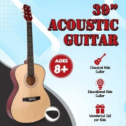 Kidstech Acoustic Guitar for kid and adult alike. Kid's beginner guitar. Junior and teen boys and girls master play guitar. R...