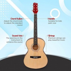 Kidstech Acoustic Guitar for kid and adult alike. Kid's beginner guitar. Junior and teen boys and girls master play guitar. R...