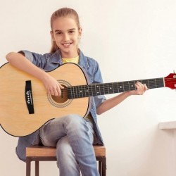 Kidstech Acoustic Guitar for kid and adult alike. Kid's beginner guitar. Junior and teen boys and girls master play guitar. R...