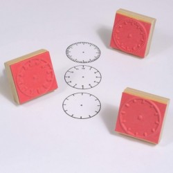 Analog Clock Stamps - Set of 3 - Wooden Stamps for Telling Time Activities and DIY - Use for Flashcards Worksheets Invitation...