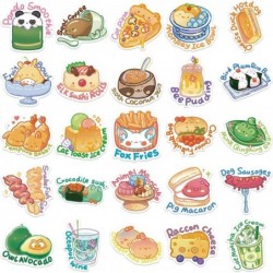 50PCS Kawaii Stickers for Water Bottles Animal Food Word Stickers Pack Cute Vsco Vinyl Laptop Stickers Waterproof Aesthetic S...