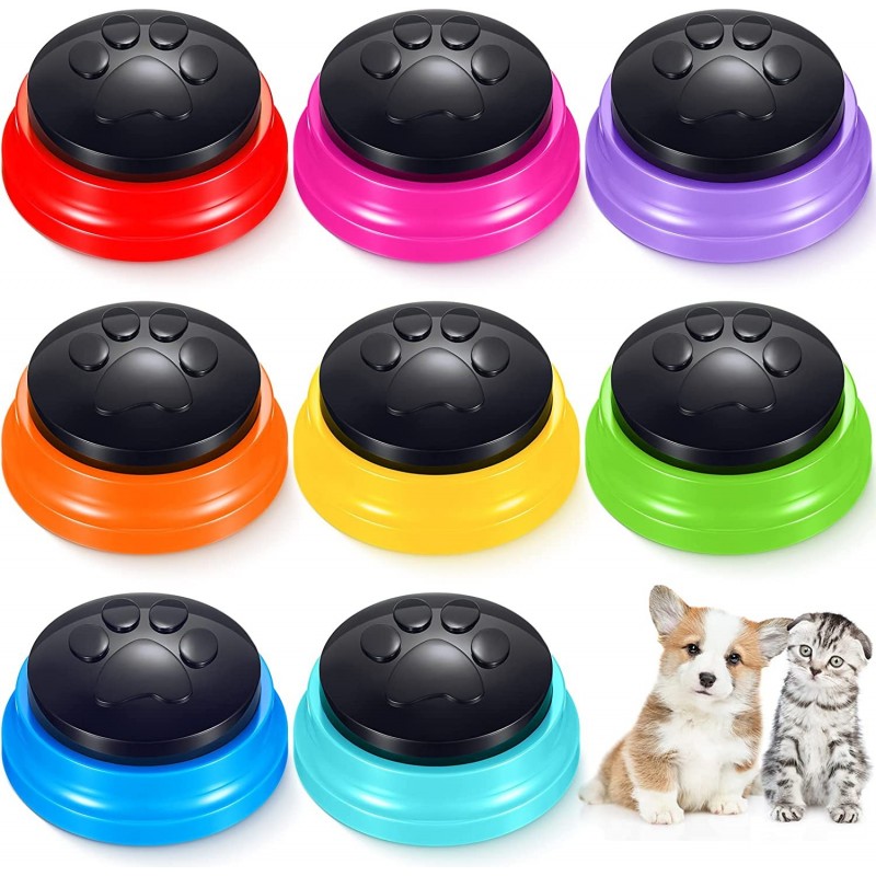 8 Pack Voice Recording Button Dog Buttons for Communication Recordable Buttons Dog Cat Talking Button Pet Training Buzzer 30 ...