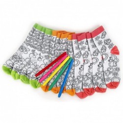 Kids Doodle Socks Kids Art Color Your Own Socks 6 Pairs Color Draw Doodle DIY Kid Crafts Handicraft Toys Birthday Christmas G...